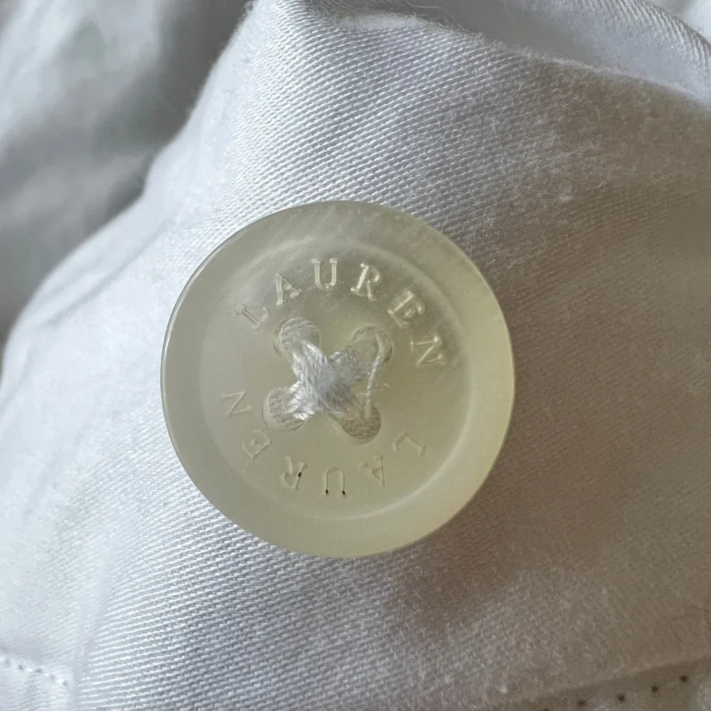 LAUREN RALPH LAUREN Palmer Queen Duvet Cover White Taupe Piped Cotton 92x90 Luxy